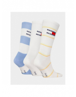 Pack 3 paires de chaussettes hautes rib blanc homme - Tommy Jeans