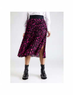 Jupe plissé imprimés reguna violet noir femme - Hugo