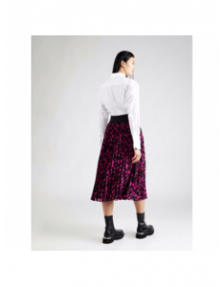 Jupe plissé imprimés reguna violet noir femme - Hugo
