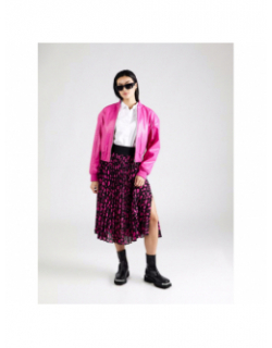 Jupe plissé imprimés reguna violet noir femme - Hugo