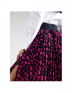 Jupe plissé imprimés reguna violet noir femme - Hugo
