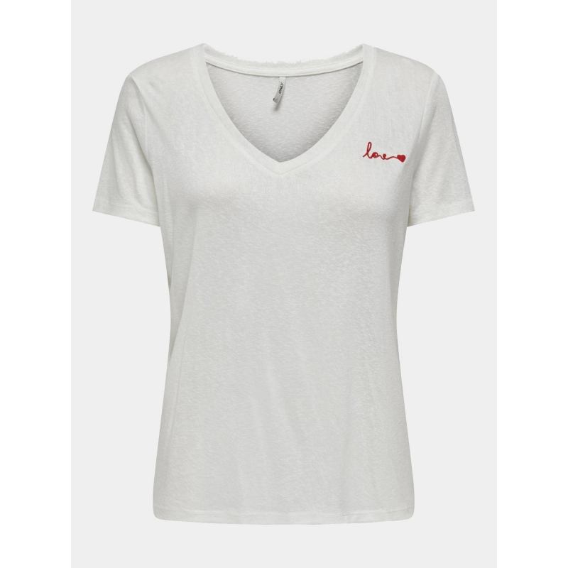 T-shirt uni belle love blanc femme - Only