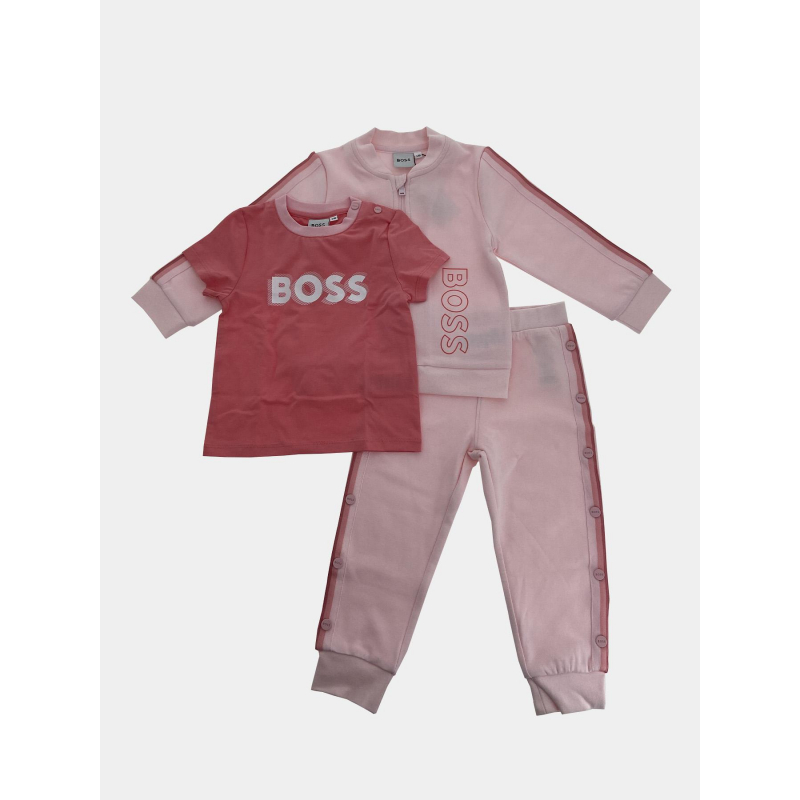 Coffret ensemble t-shirt jogging sweat 2-3 ans rose fille - Boss