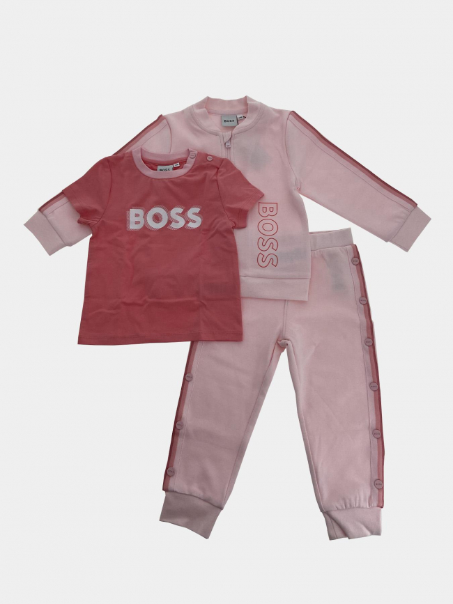 Coffret ensemble t-shirt jogging sweat 2-3 ans rose fille - Boss