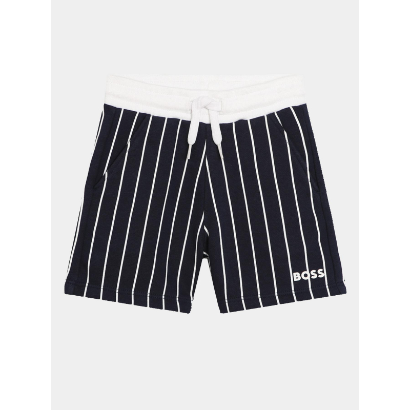 Short rayé cargot bleu marine bébé - Boss