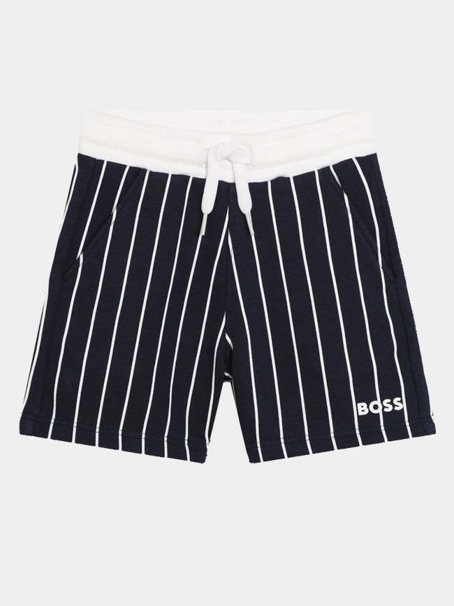 Short rayé cargot bleu marine bébé - Boss