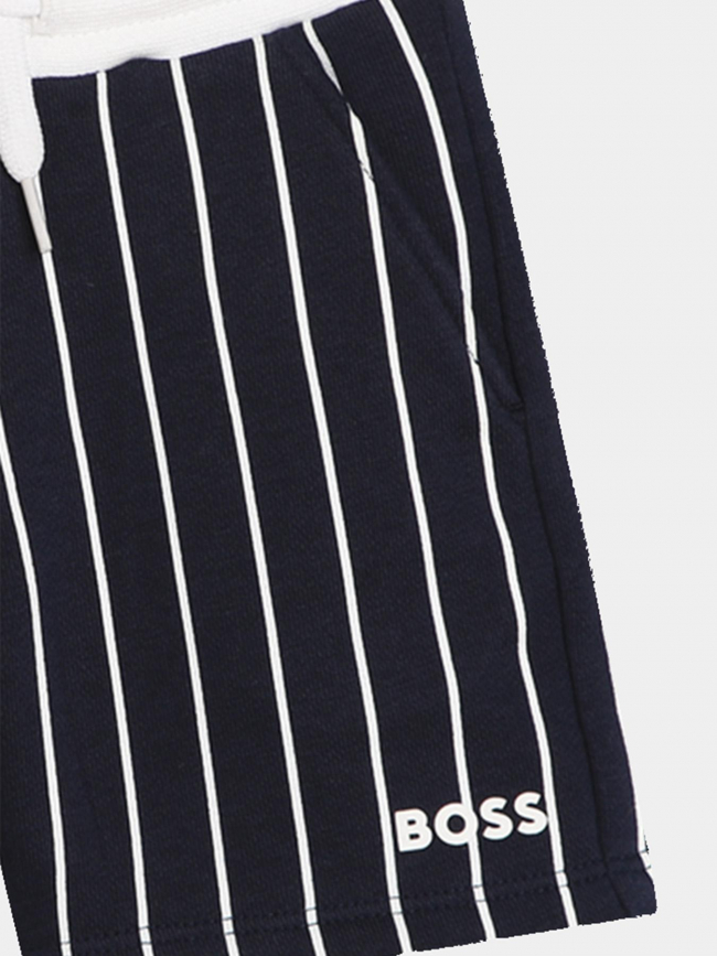 Short rayé cargot bleu marine bébé - Boss