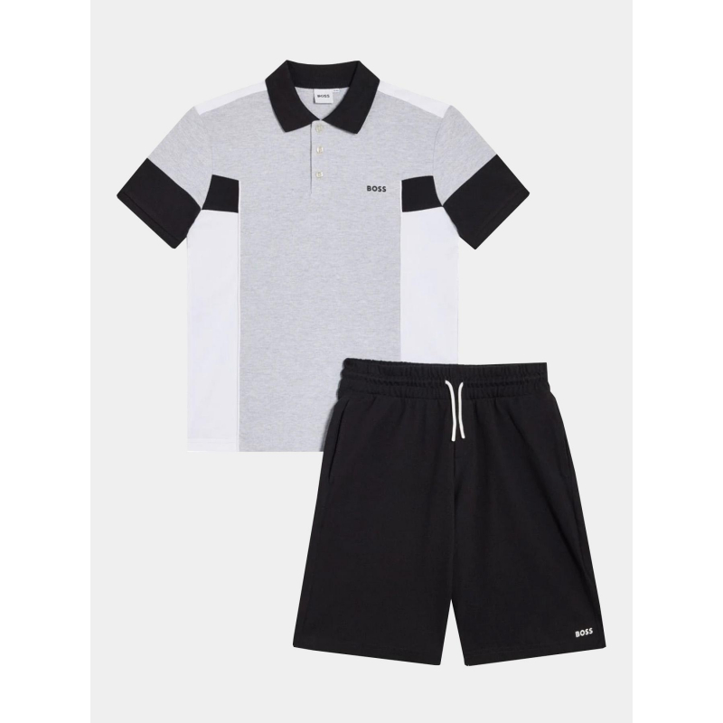 Ensemble polo short 14-16 ans gris noir garçon - Boss