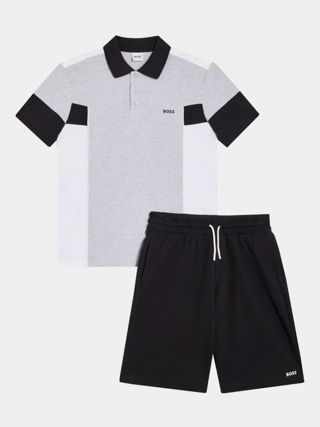 Ensemble polo short 14-16 ans gris noir garçon - Boss