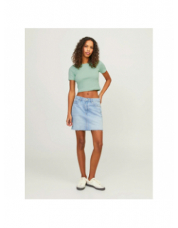 T-shirt crop côtelé florie vert femme - JJXX