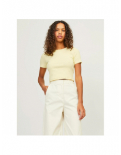 T-shirt crop côtelé florie jaune femme - JJXX