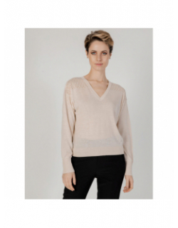 Pull col v bente beige femme - Jacqueline De Yong