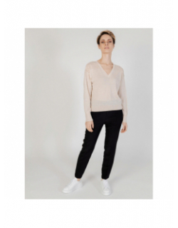 Pull col v bente beige femme - Jacqueline De Yong