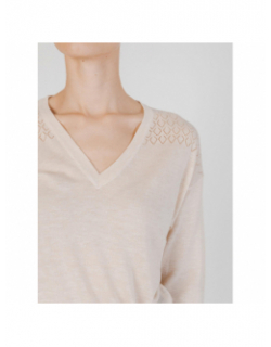 Pull col v bente beige femme - Jacqueline De Yong