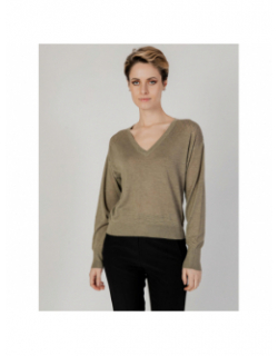 Pull col v bente kaki femme - Jacqueline De Yong