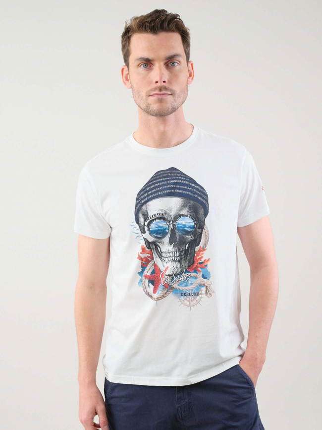 T-shirt nautica squelette blanc homme - Deeluxe