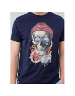 T-shirt nautica squelette bleu marine homme - Deeluxe