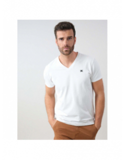 T-shirt col v yazel blanc homme - Deeluxe