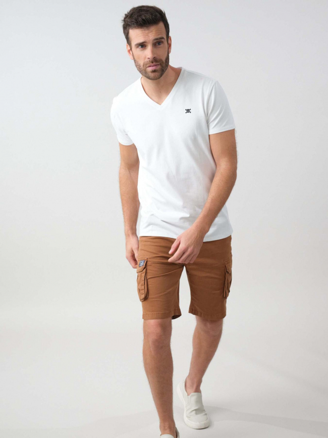 T-shirt col v yazel blanc homme - Deeluxe