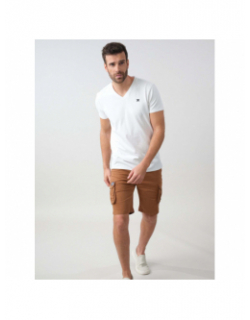 T-shirt col v yazel blanc homme - Deeluxe