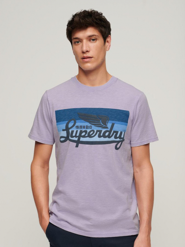 T-shirt classique à rayure logo cali violet homme - Superdry