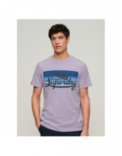 T-shirt classique à rayure logo cali violet homme - Superdry