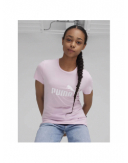 T-shirt essential logo blanc rose fille - Puma