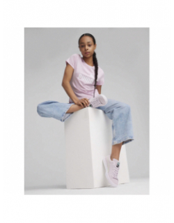 T-shirt essential logo blanc rose fille - Puma