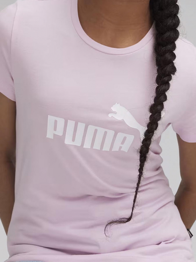 T-shirt essential logo blanc rose fille - Puma