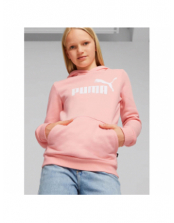 Sweat à capuche uni logo essential rose fille - Puma