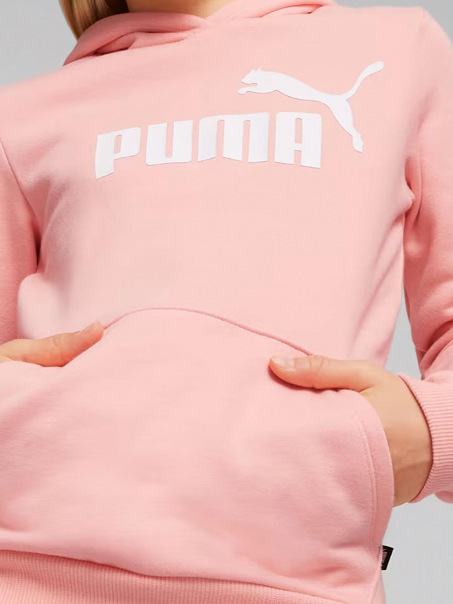 Sweat à capuche uni logo essential rose fille - Puma