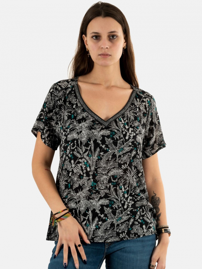 T-shirt raab floral noir femme - Sun Valley