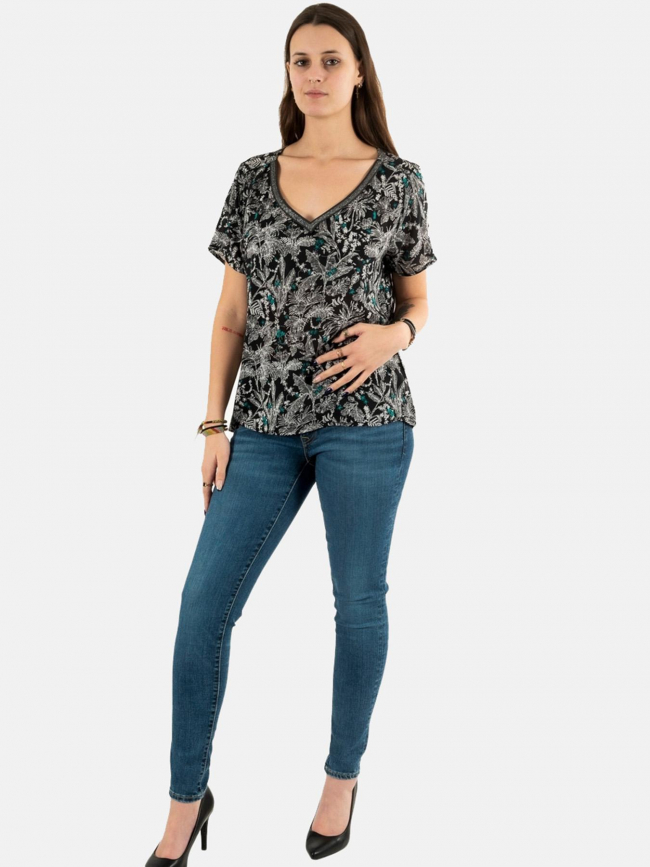 T-shirt raab floral noir femme - Sun Valley