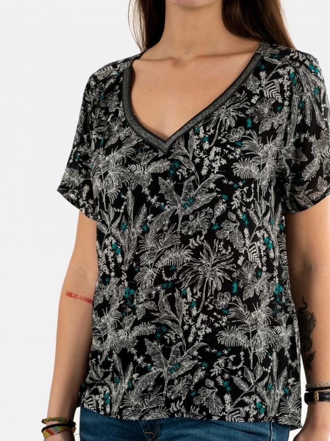 T-shirt raab floral noir femme - Sun Valley