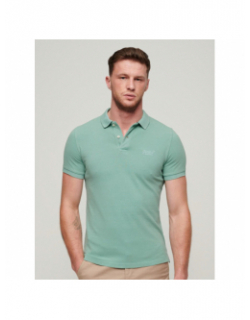 Polo uni pique vert homme - Superdry