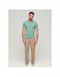 Polo uni pique vert homme - Superdry