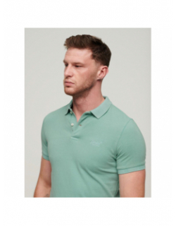 Polo uni pique vert homme - Superdry