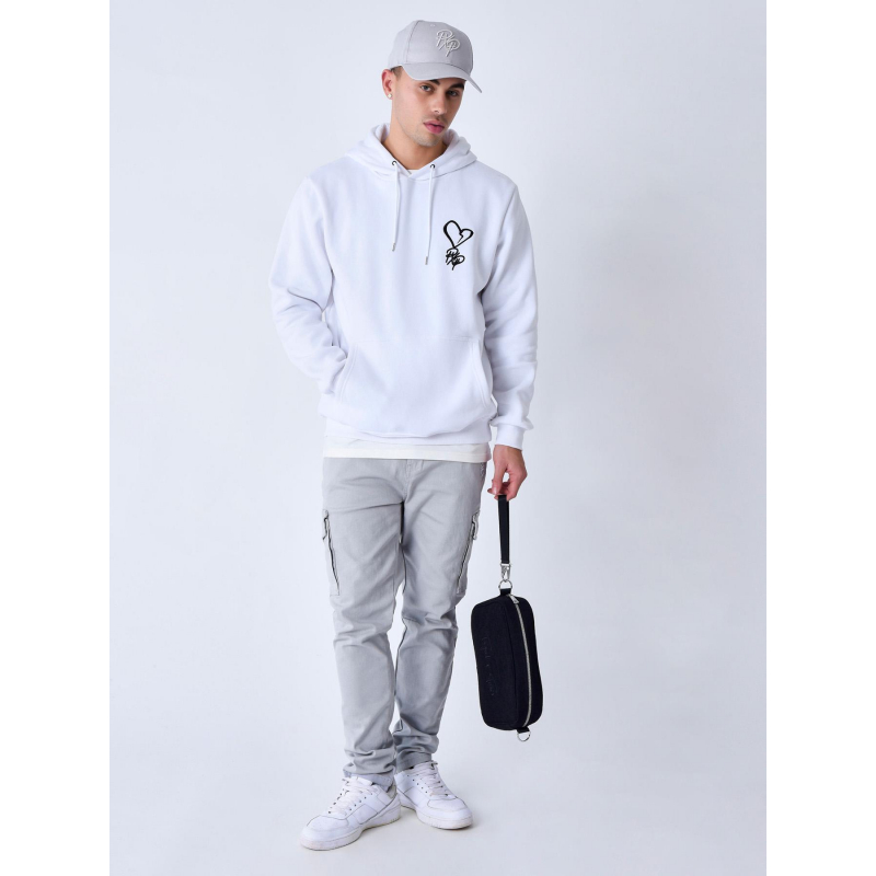 Sweat à capuche coeur logo blanc homme - Project x Paris