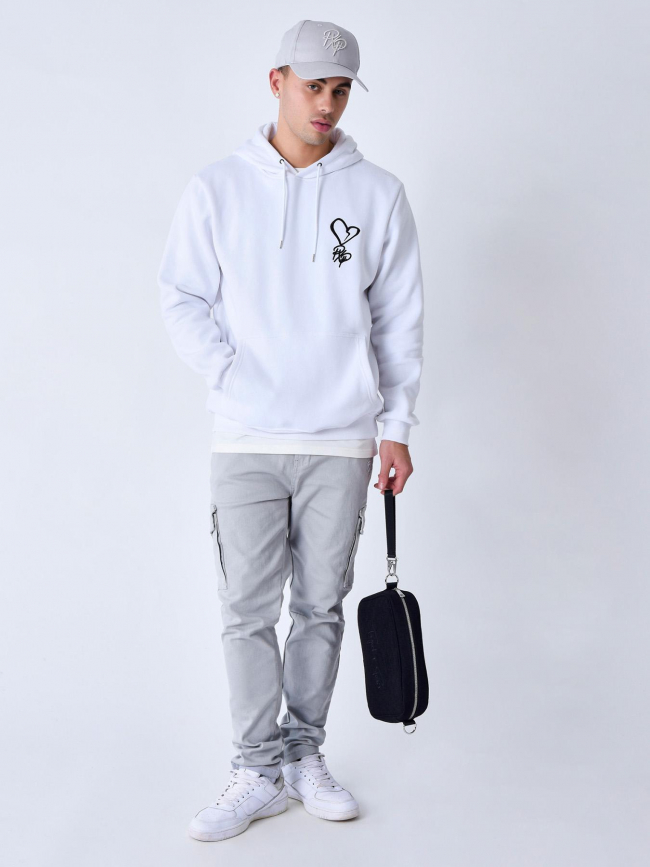 Sweat à capuche coeur logo blanc homme - Project x Paris