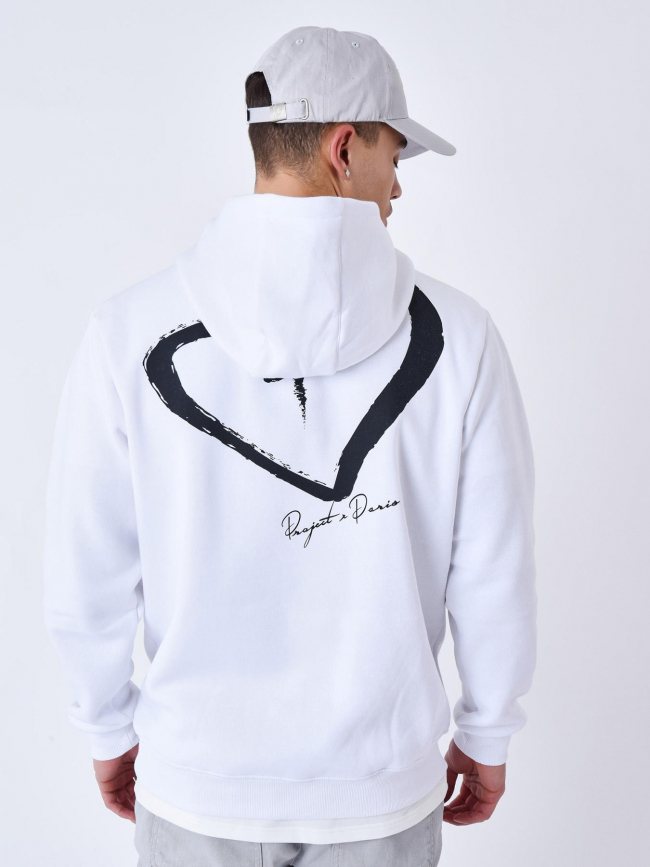 Sweat à capuche coeur logo blanc homme - Project x Paris