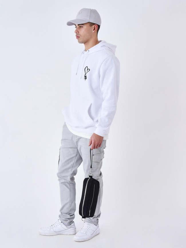 Sweat à capuche coeur logo blanc homme - Project x Paris