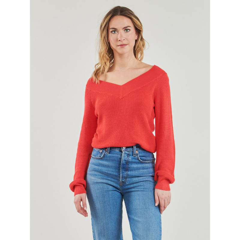 Pull col v new lex sun rouge femme - Vero Moda