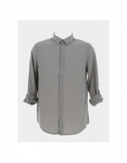 Chemise manches longues halim en lin vert homme - Teddy Smith