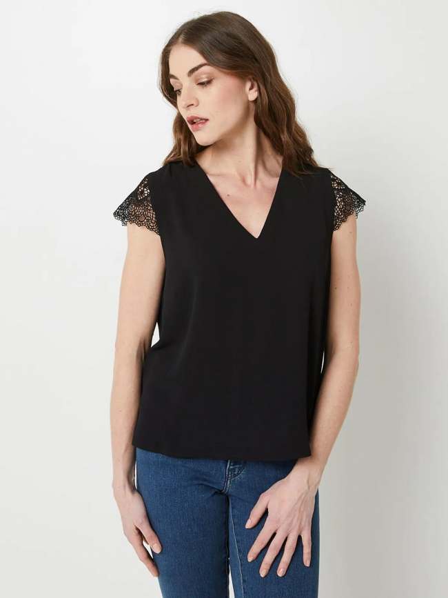 T-shirt col v marika noir femme - Only