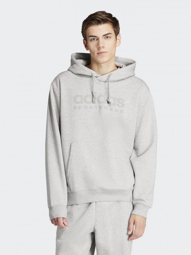 Sweat à capuche sportswear logo gris homme - Adidas