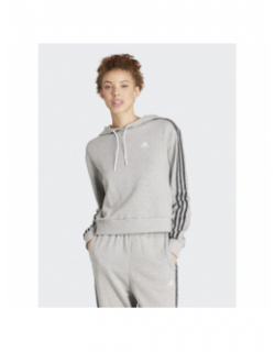 Sweat à capuche stripes motif animal gris femme - Adidas