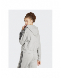 Sweat à capuche stripes motif animal gris femme - Adidas