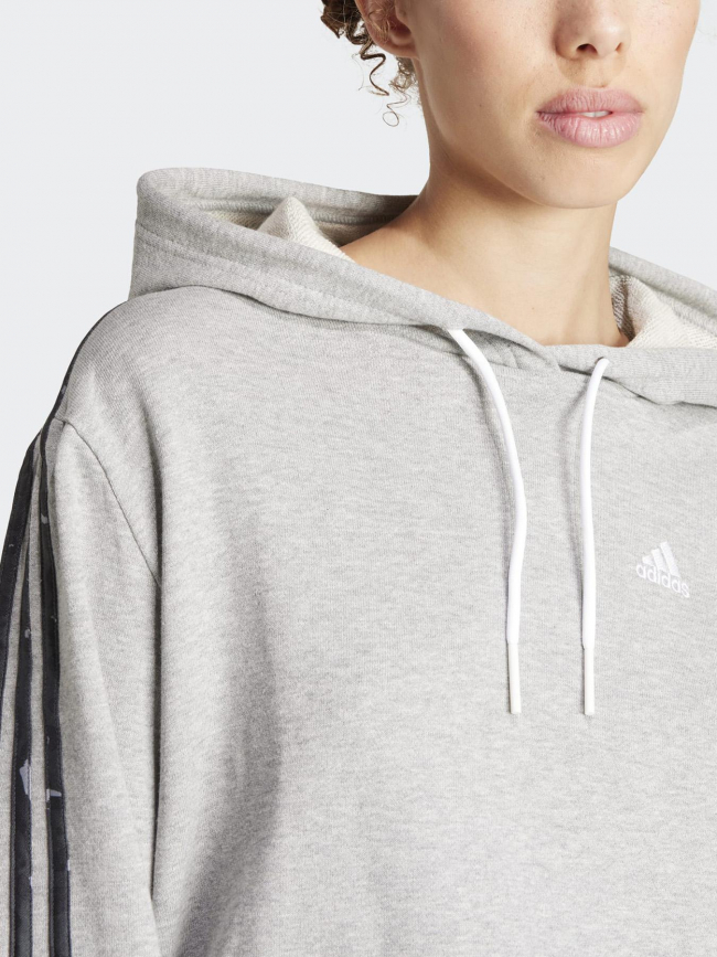 Sweat a capuche stripes motif animal gris femme Adidas