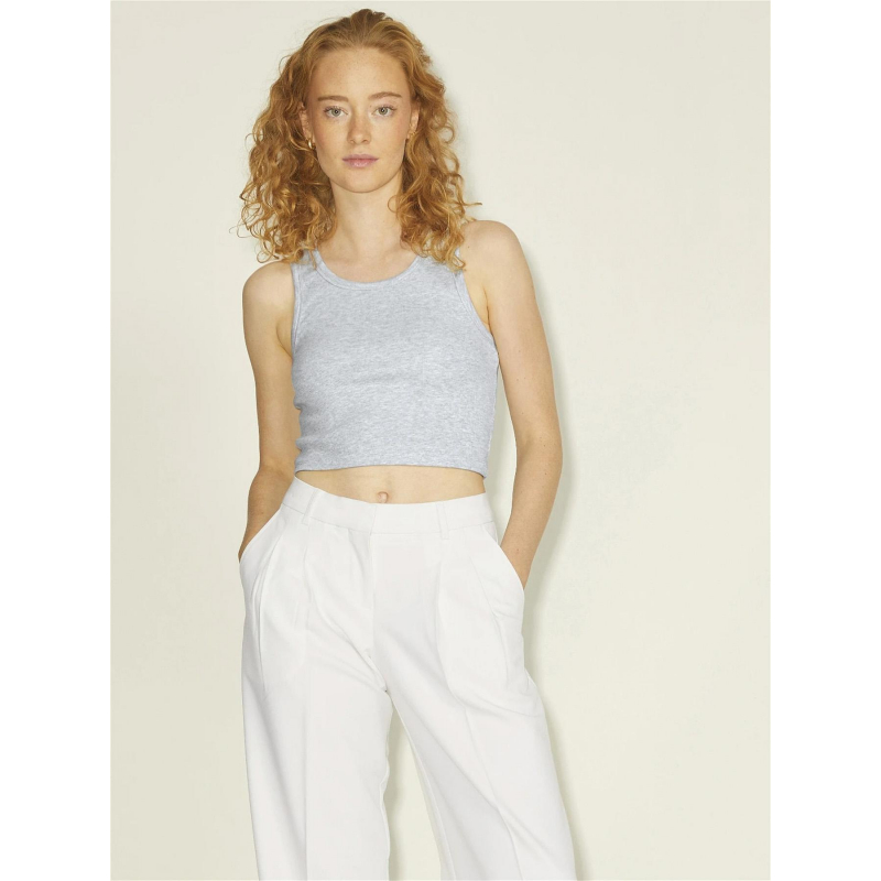 Débardeur crop côtelé fallon gris femme - Jjxx