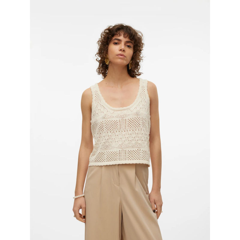 Débardeur court crochet beige femme - Vero Moda